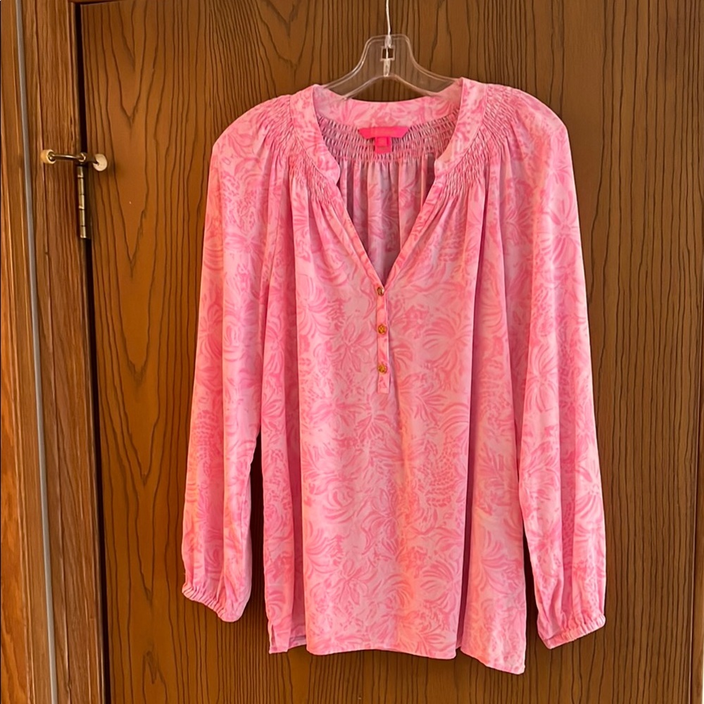 Lilly Pulitzer Pink Patterned Silk Blouse